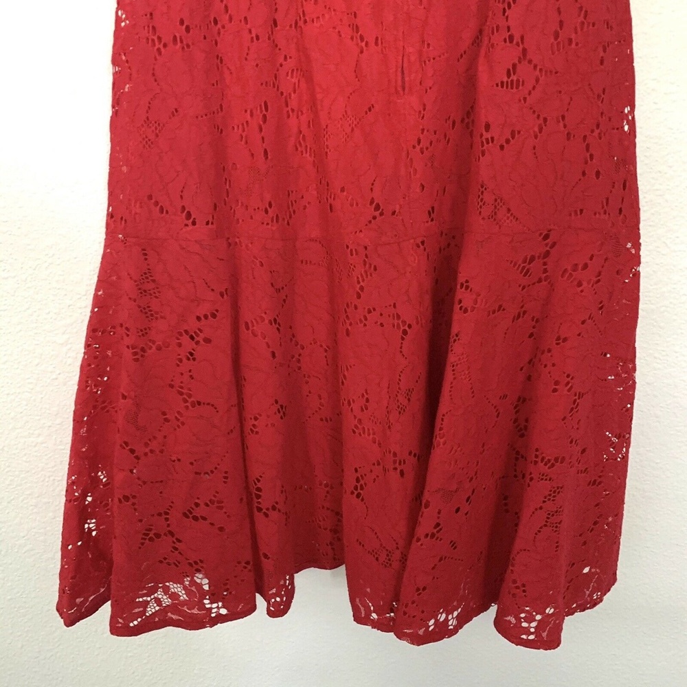 H&M Red Floral Lace Ruffle Drop Waist Dress - Picture 8 of 8